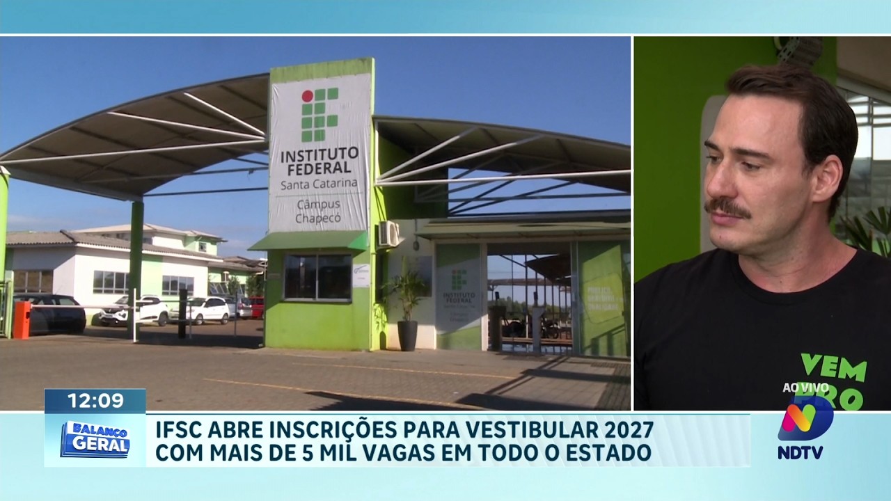 IFSC abre inscrições para vestibular 2027 com mais de 5 mil vagas em todo o estado