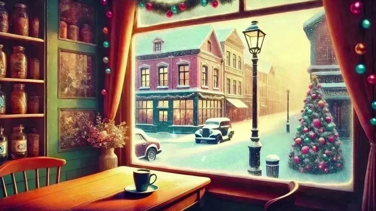 Cozy Café Retreat 🎄 Warm Jazz Music, Snowy Streets & Holiday Ambiance