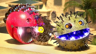 Robot Pacman VS Lava Monster & Spiky Monster in Ancient Egypt Maze. Part 2