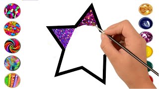 تلوين بالجليتر نجمة اليوتيوب | Giltter Star 2020 Coloring and Drawing