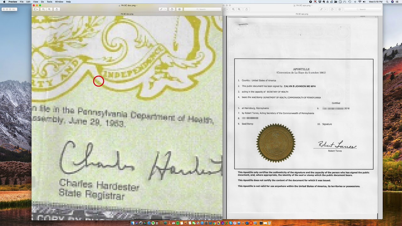 How To Apostille A Pennsylvania Birth Certificate Signed By Calvin B  How To Apostille A Pennsylvania Birth Certificate Signed By Calvin B