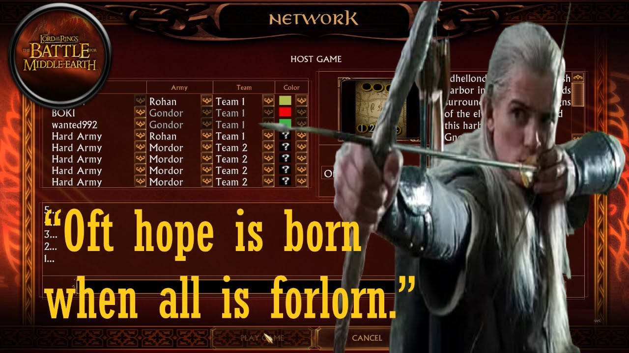 BFME 1 2.22 – Mausser, Boki & Wanted (Rohan & Gondor) vs 4 Hard Mordor &  Isengard AI | Nurn II