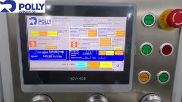 Intelligent shrink sleeve seaming machine PA350, is seaming 710mm PET film, solution from Polly