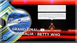 Australia 🇦🇺 - Betty Who - Heartbreak Dream - Grand Final - Sofos' Earthvision #10 - By zyetv