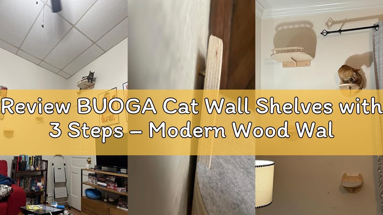 Review BUOGA Cat Wall Shelves with 3 Steps – Modern Wood Wall Mounted Furniture, Climber & Perch She