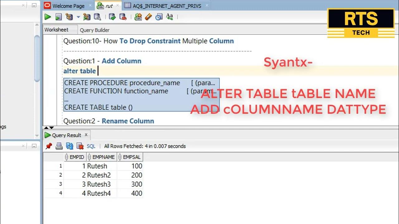 How to Add Column In sql | Add Column in table | Column Add | # ...