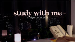 1.5 HR STUDY WITH ME at night | Rain sounds + Calm Piano | Motivation study.