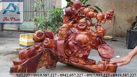 Tượng Di Lặc Cành Đào Gỗ Hương Vân Đỉnh Như Gỗ Cẩm