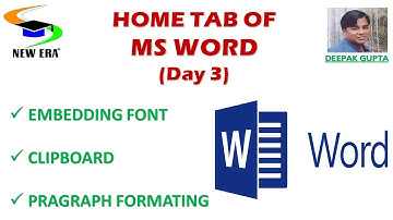 MS Word By Deepak Gupta Day- 3|| Embedding Font|| Clipboard|| Paragraph Formatting||
