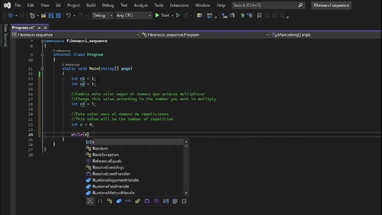 Fibonacci sequence multiplication in c# - YouTube