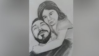 Karakalem Prtre Çizimi Baba Ile Kız Pencil Drawing Portrait Drawing Girl With Dad