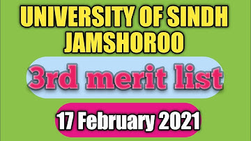 Sindh University Jamshoro 2021/ 3rd merit list/ most important update.