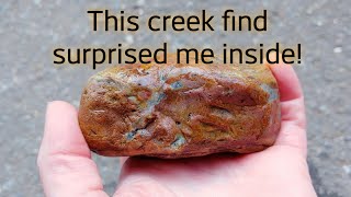 This creek find surprised me inside! #rockhoundingWA #thefinders