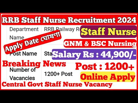 🔥RRB Staff Nurse Recruitment 2024 