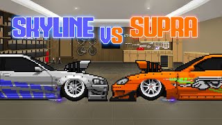 Skyline R34 vs Supra Mk4 - Pixel Car Racer