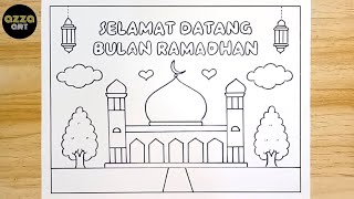 Menggambar Poster Ramadhan 1447 yang Mudah dan Simpel 💚 Gambar Poster Ramadhan 2026 💚