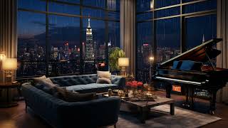 Cozy Room Ambience with Night Rain & Piano | Soothing Sounds for City Nights | Rain Sounds for Sleep