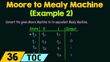 Conversion of Moore Machine to Mealy Machine (Example 2)