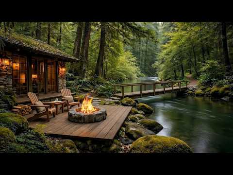 Peaceful Riverside Forest Cabin 🌿 Gentle Stream Sounds & Birds for Deep Sleep & Calm Mind