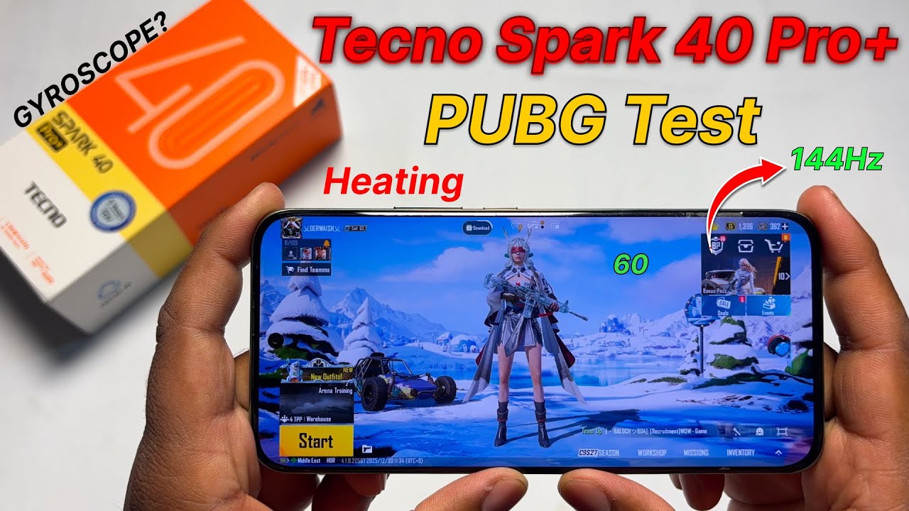 Tecno Spark 40 Pro Plus Pubg Test | 144Hz Gaming Review - FPS Test, Heating & Battery Test 🔥