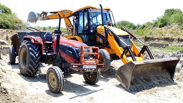 JCP 3DX Backhoe Loader Loading Mud Work By Solis tractor | jcb video|tractor video| come to village|