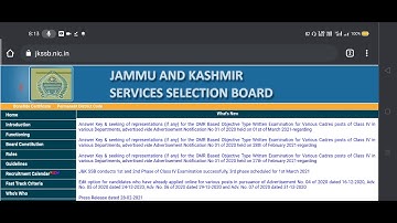 JKSSB OFFICIAL ANSWER KEY FOR CLASS IV EXAM