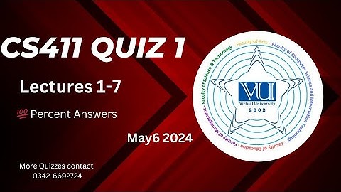 CS411 - Visual Programming (Quiz No1) 💯 Percent Answers 2024