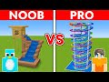 Noob vs pro modern water park build challenge in minecraft