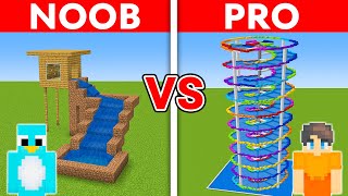 Noob Vs Pro Modern Water Park Build Challenge In Minecraft