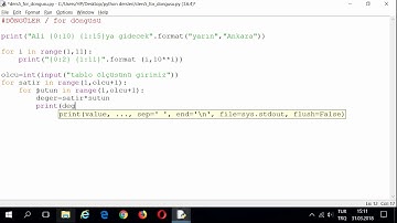 #11 Python3 / Döngüler / .format() metodu ve iç içe for döngüsü