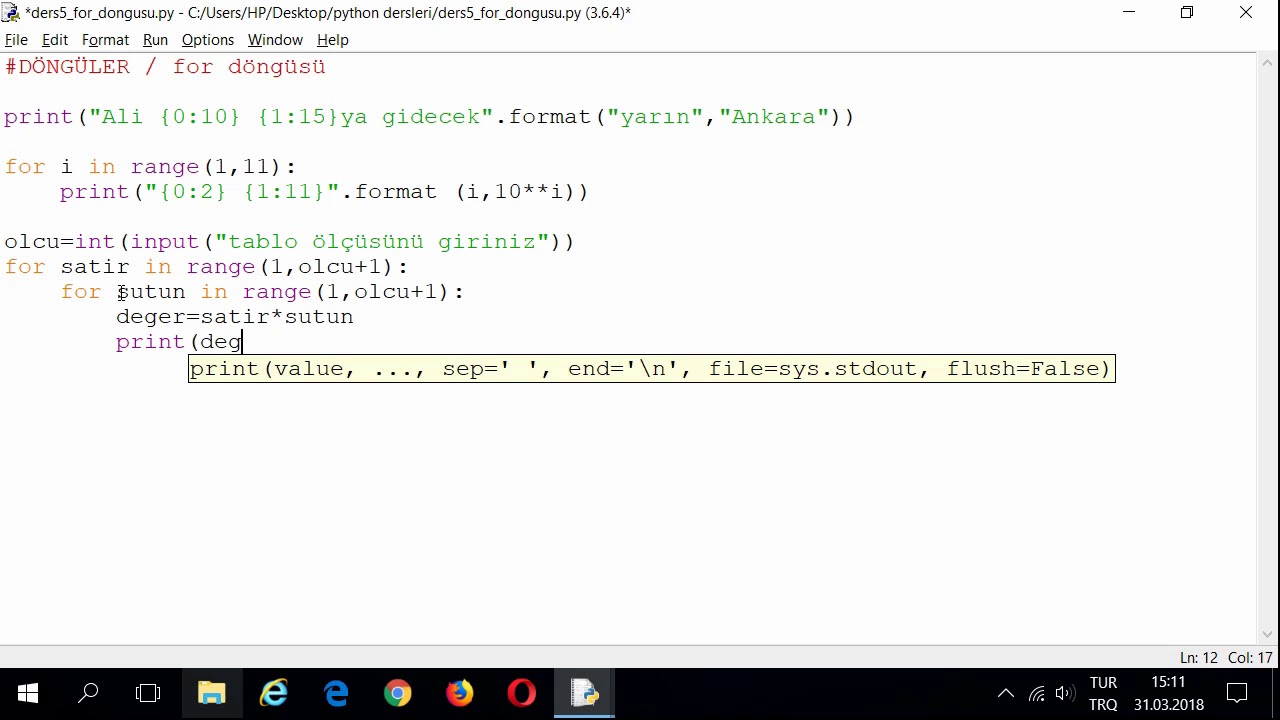 #11 Python3 / Döngüler / .format() metodu ve iç içe for döngüsü - YouTube