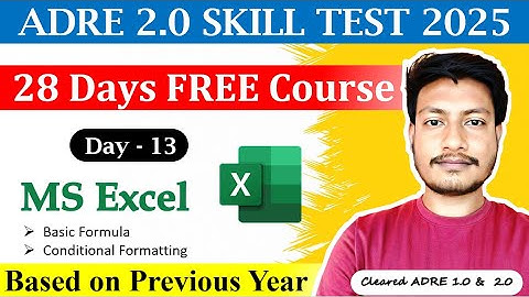 ADRE Skill Test 2025 || Day- 13 || MS Excel || Basic Formula and Practice || Maths Plus Assam