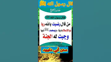 قال رسول الله ﷺ من قال رضيت بالله ربا و بالاسلام دينا وجبت له الجنة 