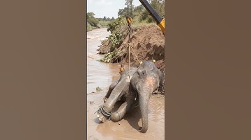 Man Rescued by Crane After Being Swept Away in Floodwaters #shorts