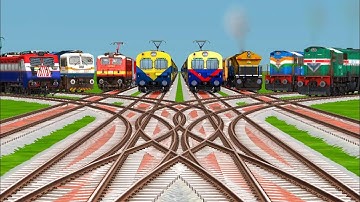 8 High Speed Train Crossing By Amazing Railroad Tracks | Diamond Tracks | train simulator classic