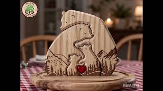 Personalized Art Wooden Bear Family Puzzle, Baby's Birth Gift,