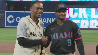 CBS News Miami's Jim Barry throws the first pitch at Marlins game