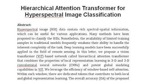 Hierarchical Attention Transformer for Hyperspectral Image Classification