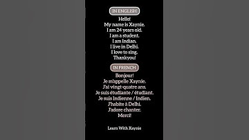 Lesson 3 • Self Introduction in French • Présentez-vous • Learn With Xaynie