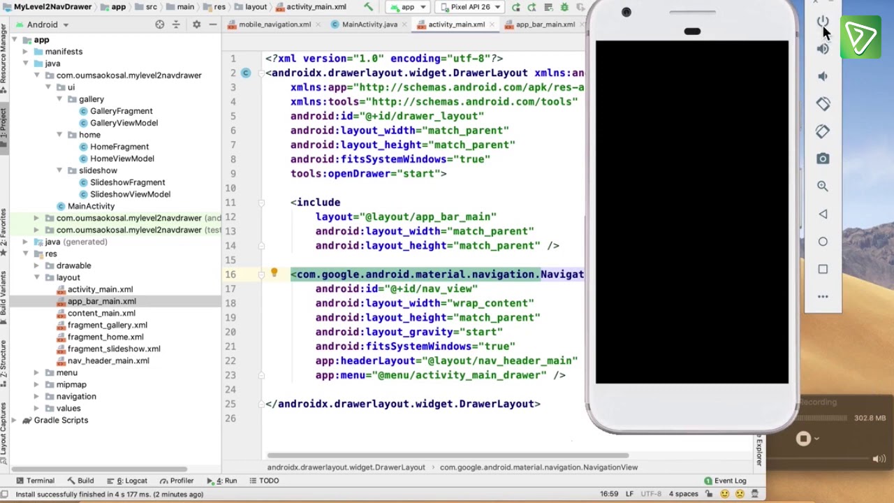 មេរៀន Navigation Drawer (Android Native App Development) - YouTube