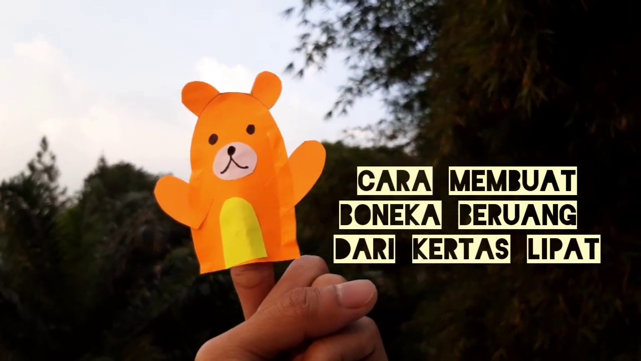 Cara membuat boneka jari beruang dari kertas lipat untuk anak TK dan SD