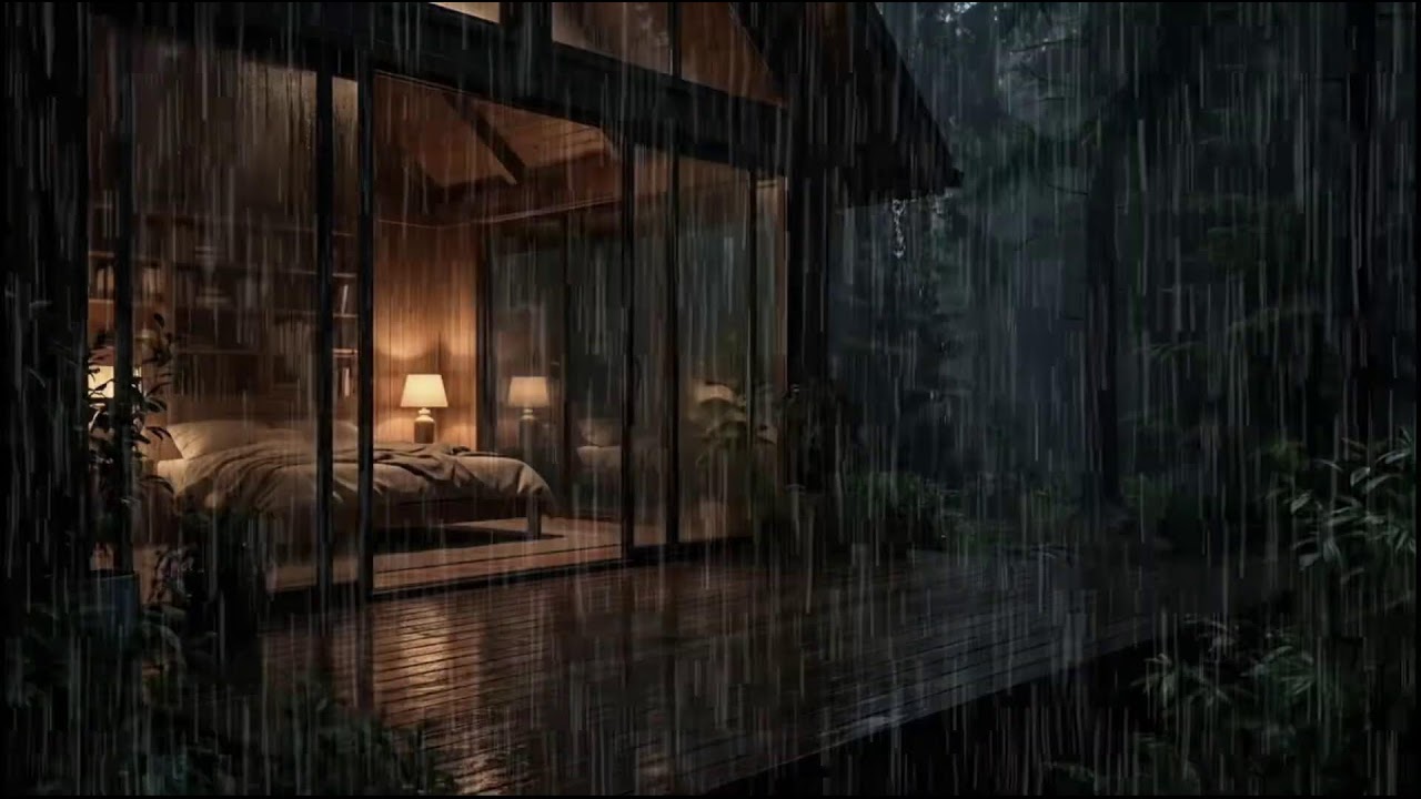 Rainy Night in a Forest Cabin 🌲 | Soft rain ambience with steady rain sounds for deep relaxation