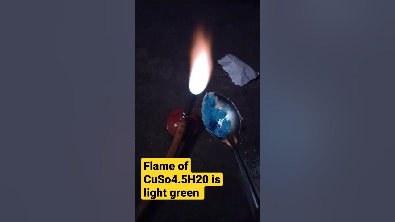 flame test of copper sulphate(CuSO4.5H2O) youtube shorts YouTube