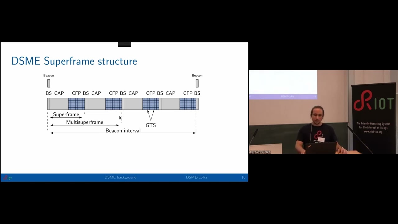 RIOT Summit 2022, Networking: "DSME-LoRa: An assessment of IEEE 802.15.4e DSME over LoRa"