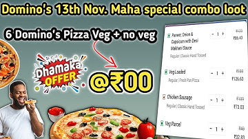 6 DOMINOS PIZZA in ₹00 में|dominos coupon code today|Domino