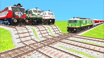 1 4  TRAINS CROSSING ON BUMPY FORKED RAILROAD CROSSING | Train Simulator 2022 #railroad