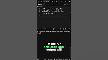Flatten a 2D List in Python 🧠 One-Liner Logic! #shorts #python #pythonprogramming #kody