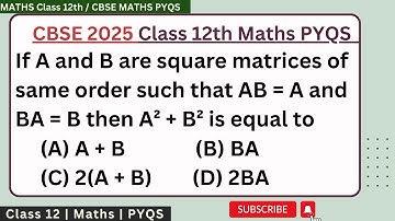 If A and B are square matrices of same order such that AB = A and BA = B then A² + B² is equal to