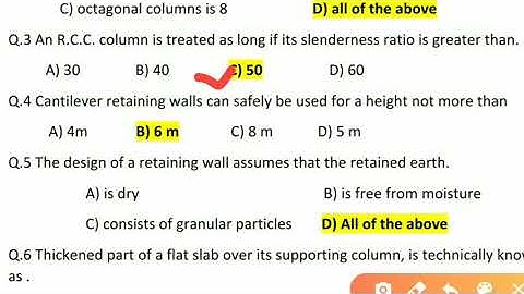 Design of reinforced concrete structure MCQ GTU exam