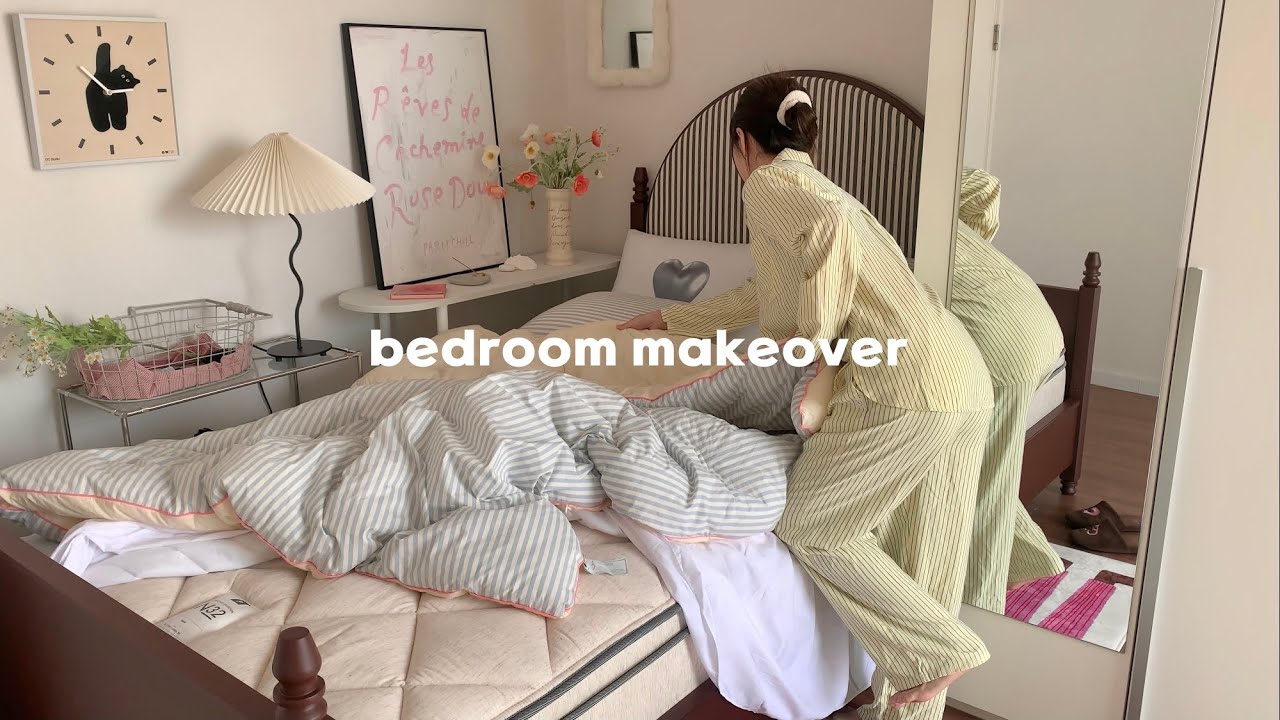 빈티지 침실 인테리어🌷, new 폼매트리스와 침대 프레임, 화병, 액자, 선반 등등 나만의 힐링 공간 만들기 • 시몬스 N32와 함께 | Room makeover